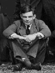 Alan Turing at the Ratio Club, between 1949 and 1954.